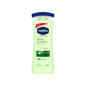 لوسیون بدن تسکین‌دهنده و آبرسان وازلین مدل Aloe Soothe حاوی آلوئه‌ورا حجم 400 میلی‌لیتر